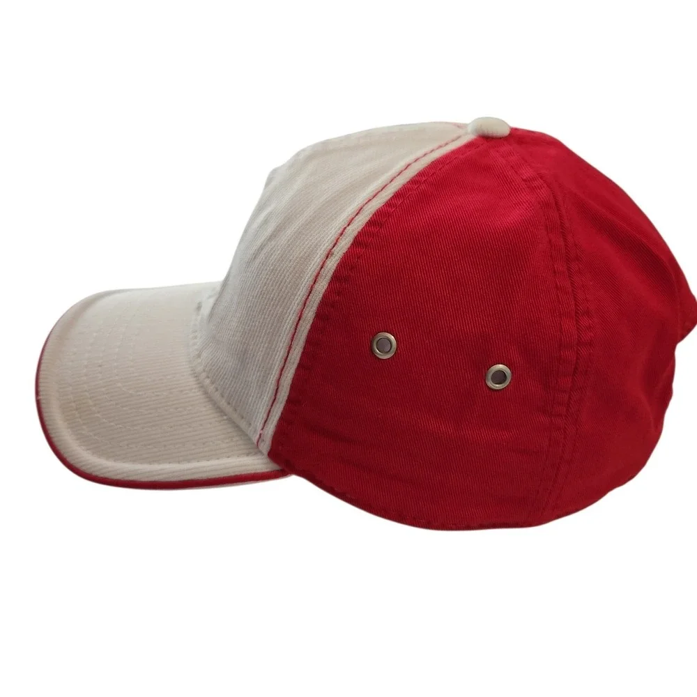 Ivory Hayden Lake Mens Baseball Cap Red‎ Cream Adjustable Hat Style 1410